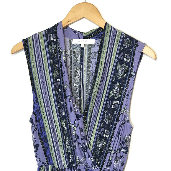 ASTR The Label Floral Patchwork Dress Blue Purple Sleeveless V Neck Boho Chic S - Picture 3 of 16